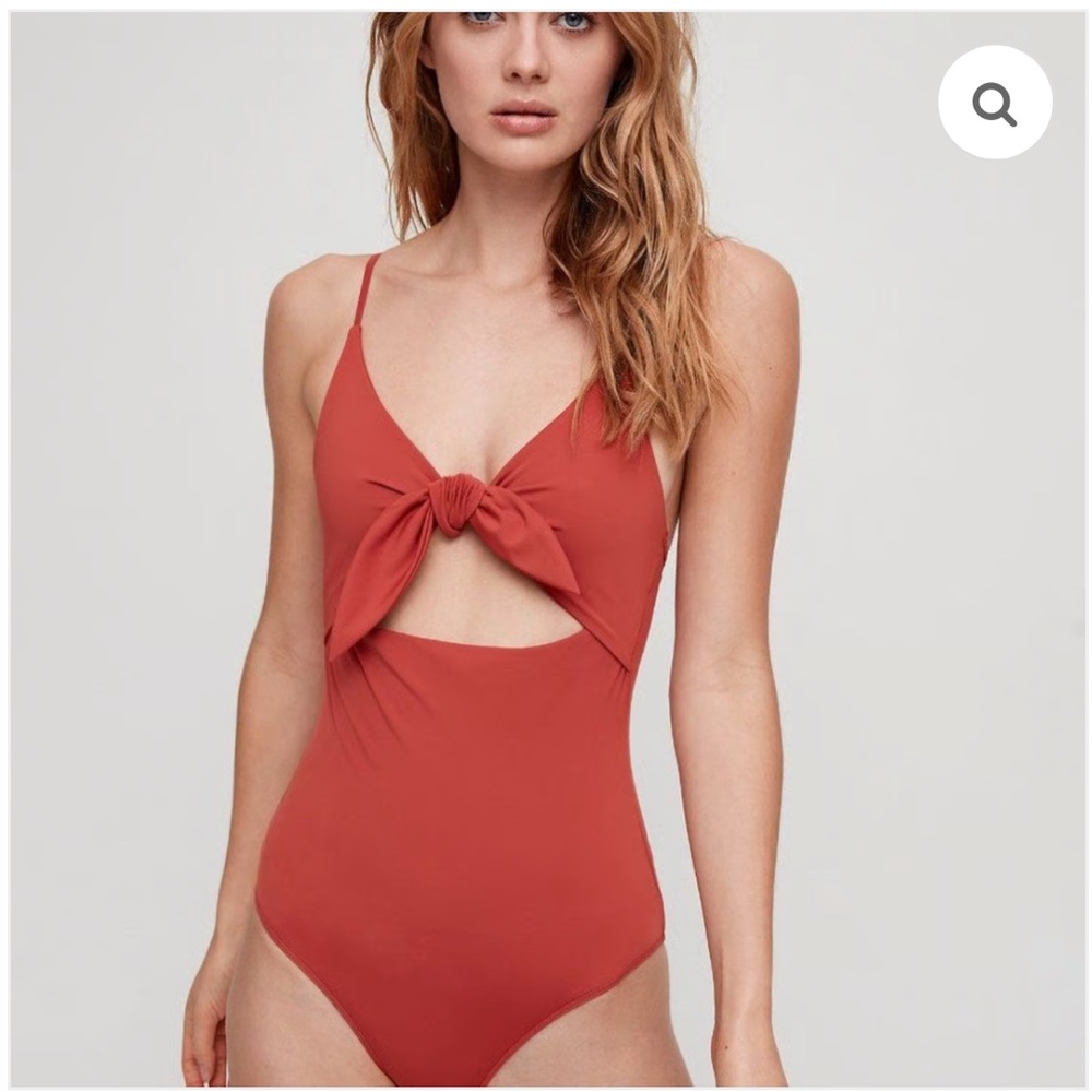 Aritzia Wilfred Noe Tie-Front Cutout Swimsuit/Bodysuit